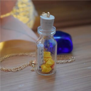 Collar mini botellita de estrella con origami y cadena en plata
