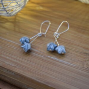 Aretes pescador de estrella de origami con accesorios en plata