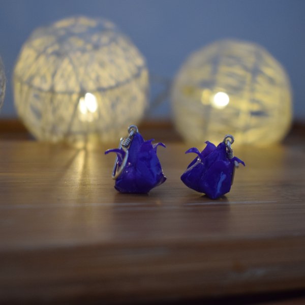 Aretes pescador de tulipán de origami con accesorios en plata