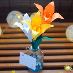 Florero mini x3 de lirios de origami