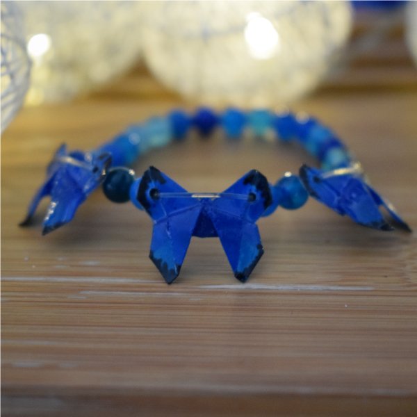 Pulsera de mariposa de origami con accesorios en plata