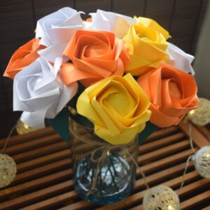 Florero grande x12 de rosas de origami